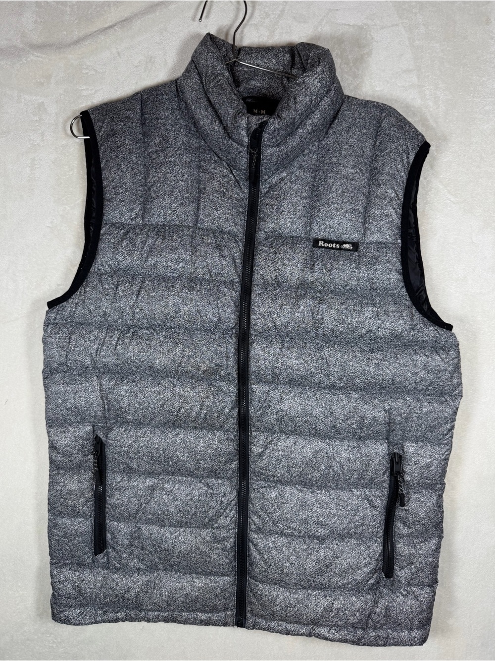 Roots Canada 100% Down Filling Men's Heather Gray Quilted Puffer Vest